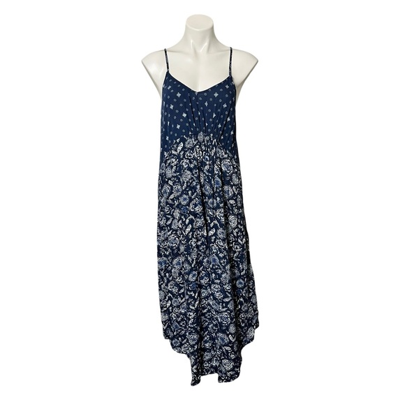 Xhilaration Floral Maxi Dress Size X Large Navy/White - Picture 1 of 4